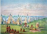 George Catlin Canvas Paintings - Sioux Camp Scene